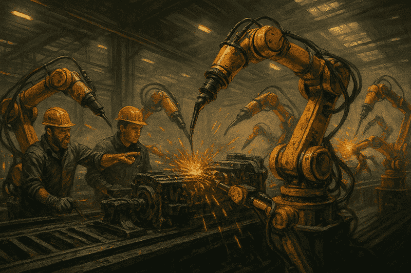 Cobot swarm dissecting a factory line with humans directing and bots adapting in real time